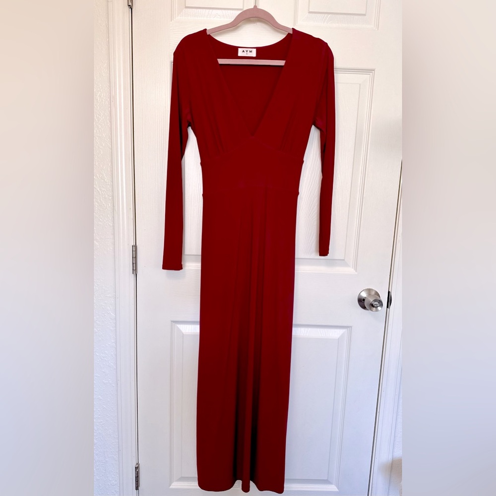 (AYM) Taylor Maxi Dress in Wine Red, size XL